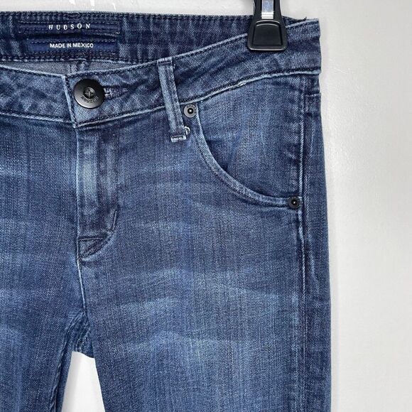 HUDSON Womens Carly Straight Flap-Pockets Jeans Sz 25 Raw-Hem Stretch Low-Rise - Picture 2 of 10